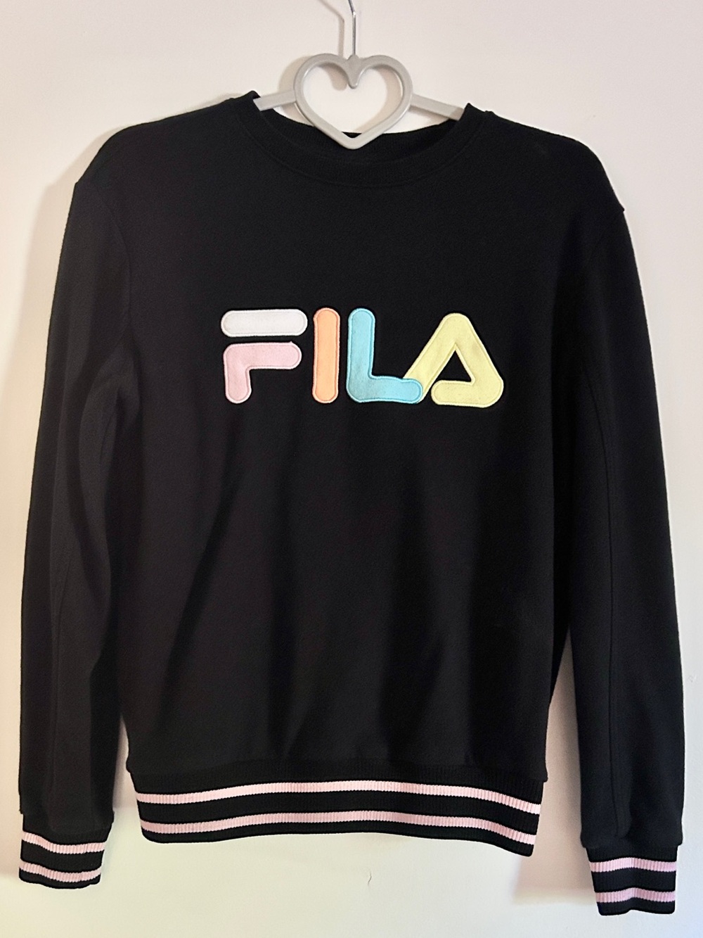 Fila Black Crewneck Sweatshirt with Pastel Logo